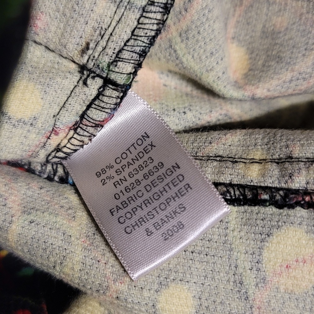 Christopher & Banks Vintage Corduroy Jacket XL Black Multi Confetti Swirl Print - Picture 5 of 5
